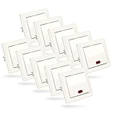 ABSINA Wechselschalter mit Kontrollleuchte weiß - 10x Unterputz Ein-/Ausschalter 250V AC, 10A, IP20 inkl. Rahmen, Unterputz-Einsatz & Abdeckung - Lichtschalter, Schalter beleuchtet, Unterp