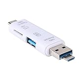 Agatige SD-Kartenleser, 4 in 1 USB 2.0/Typ C/Micro-USB/HUB-Adapter Tragbarer Speicherkartenleser für PC, Laptop, Smartphones, Tablets(Weiß)