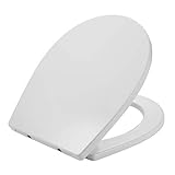 BONADE WC Sitz O-Form Toilettendeckel mit Absenkautomatik Quick Release Funktion Abnehmbare Toilettensitz Antibakteriell Klodeckel Toilettenbrille Klobrille Weiß, WC Deckel & Klo B