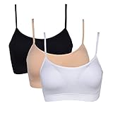 Vertvie Womens Strech Duenn Ohne Buegel Push up Yoga Sports BH Bra Top Set Fuer Fitnesstraining Polsterung 3St(Größe M/Etiketten L, Weiß+Hautfarbe+schwarz)