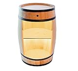 weeco Minibar Schränk LED Rustikal Bartisch mit Holz 82cm Fass Vintage deko Hausbar Gin Whisky Bier - Weinfass Stehtisch Holzfass für Gläser und Flaschen - Wine Rack Geschenk für Mann Weinschrank