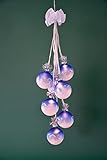 LED - Glaskugelgehänge Kugelgehänge Glas Leuchter Gehänge blau / weiß Winterlandschaft 7flammig beleuchtet ca. 55 cm hoch Weihnachten Advent Geschenk Dekoration (40731)