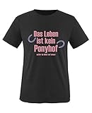 Comedy Shirts - Das Leben ist kein Ponyhof - Mädchen T-Shirt - Schwarz/Rosa-Violett Gr. 152/164