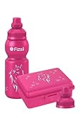 Fizzii Set Trinkflasche 330ml + Lunchbox inkl. Obst-/ Gemüsefach (schadstofffrei, spülmaschinenfest, Motiv: Mini Pferd)