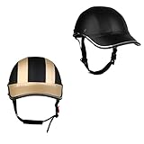 Almencla 2 Stück Motorrad PU Lederhelm Motocross Half Hat Soft Baseball Cap V