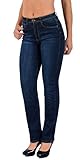 ESRA Damen Jeans Hose gerader Schnitt Straight Fit Jeanshose Damen bis Übergröße J260, J35, 40