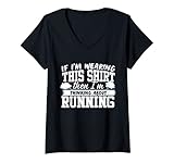 Damen Ich denke darüber nach, zu laufen T-Shirt mit V