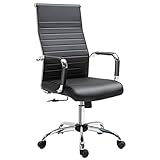 Vinsetto Bürostuhl Gaming Drehstuhl Chefsessel Wippfunktion höhenverstellbar gepolstert ergonomisch PU-Leder Schaumstoff Schwarz 54 x 62 x 104-114