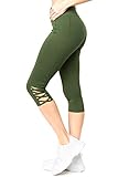 YELETE Damen Jogginghose Hohe Taille Gitter Knöchel Cutout Workout Leggings mit Taschen -  Grün -  Groß