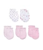 Baby-Mütze und Fäustlinge, Set für Neugeborene, 5 Mützen und 5 Paar Fäustlinge, für Babys, Jungen und Mädchen, 0–6 Monate, 100 % Baumwolle Gr. 0-6 Monate, Rosa Fäustling