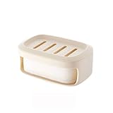 YUZHUKUNGMZ Seifenablage, Die Seifenschale kann in der Ablaufkasten der Waschbecken-Seifenschale aus PS-Material mit Schwamm platziert Werden (Color : Beige)
