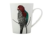 Maxwell & Williams Marini Ferlazzo Birds Tasse aus feinem Porzellan mit Papageien-Motiv Australian King Papagei, in Geschenkbox, Schwarz/Weiß, 450