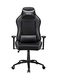 Tesoro Alphaeon S2 Schwarz/Black Gaming Stuhl F717 Gaming Chair Chefsessel Schreibtischstuhl mit PU Kunstleder und Lordosenstütze Lendenkissen Schwarz/Black