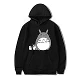 XKDWAN Unisex 3D Mein Nachbar Totoro Druck Kapuzenpullover Langarm Sweatshirt Hoodie Langarm Drawstring Pullover Casual Hoodie mit Taschen S-4XL,Schwarz,L