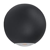 EGLO LED Außen Wandlampe Abugo, 2 flammige Außenleuchte, LED Wandleuchte aus Aluminium-Guss in Schwarz und Glas in Klar, LED Außenlampe warmweiß, IP54