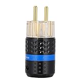 IDWT Transparenter Netzstecker, Reinkupfer Netzstecker Tragbar Elektrische Leitfähigkeit Reines Kupfer Anti-Oxidations-Rauschunterdrückung für audiovisuelle Geräte(E103G (männlich))