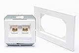 Netzwerkdose unterputz - 2 x RJ45 CAT5E UTP, Abmessungen 103 mm x 81