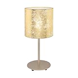 EGLO Tischlampe Viserbella, 1 flammige Tischleuchte Vintage, Modern, Nachttischlampe aus Stahl und Textil, Wohnzimmerlampe in Champagner, Gold, Lampe mit Schalter, E27 Fassung