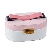 XCTLZG Schmuck Aufbewahrungsbox Schmuckbox Etui Abschließbarer Schmuck Organizer mit Spiegel Tragbares Reiseetui für Mädchen Halskette Uhr Display Schrank Rosa (Rosa)