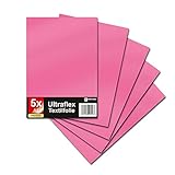 Ultraflex S Textilfolie für Plotter 61 Farben Din A4 Bogen 30x20cm Plotterfolie matt auf Stoffe Kleidung T-Shirt Folie Flexfolie DIY Zubehör (17 Pink, 5er Set)