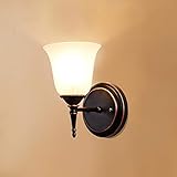 LHTCZZB Europäische Retro Kreative Eisen Wandleuchte Wohnzimmer Spiegel Scheinwerfer Nacht Innen Balkon Wandleuchte Luxus Dekoration Schwarz Mattglas Horn E14 Länge: 20 cm Kind Home Eisen Fixture W