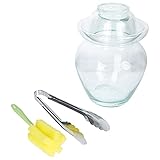 UPKOCH Glas Gärtopf Vorratsdosen Gurkentopf mit Deckel Zange Wasserrinne Rumtopf Sauerkrauttopf Gurken Einlegetopf Schmalztopf Gurkenglas Vorratsgläser Mehrzwecktopf Aufbewahrungsb