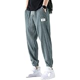 Huntrly Herren Freizeithose Sommer Leicht Und Bequem Kordelzug Elastische Taille Lose Freizeithose Trendy Sports Casual Harlan 9-Punkt-Hose 4XL