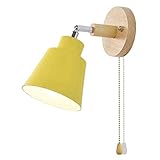 IREANJ Korridor-Wandlampe Nordic Holzwandleuchte Nachtwandleuchte Wandleuchte Wandleuchte for Schlafzimmer Flur mit Zip- Schalter Drehbare (Gelb)