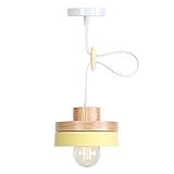 YXLMAONY Deckenlampe Kronleuchter Amerikaner Moderne Einfache Werkzeuge und Home Improvement Eisen Kunst Runde Holz Lampenschirm E27 Edison Glühbirne Restaurant Schlafzimmer Cafe Bar Dekoration B