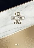 XXL Terminplaner 2022: 12 Monate Agenda inklusive Zeitangabe (06:00-23:00 Uhr); 1 Tag 1 Seite; Din A4; 392 weisse Seiten, Softcover 'Art Deco Kunstwerk'