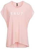 Madonna T-Shirt Damen Elle Oversized Rundhals Shirt mit Aufdruck MF-406912 Rosa XS