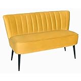 Sallie Sitzbank 130cm in Gold mit Bezug aus edler Samtoptik, gemütliches Sofa mit hohem Sitzkomfort im Retro-Look