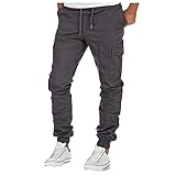 Jogginghose Slim Thermohose Herren Lange Regular Fit Softshellhose Lange Cargo-Hose traight Lange Arbeitshose Freizeithose für Männer Lässige Bequeme Stoffhose Leichte Baggy Jogginghose L