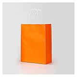 PJRYC 10/20/50 stücke Bulk Farbe Kraft papierbeutel mit Griff 21x15x8cm feiertagsgeschenk Tasche Einkaufstasche (Color : Orange, Gift Bag Size : 32x25x11cm)