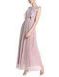 APART Elegantes Damen Kleid, Abendkleid, lang, rosa, Mesh Oberteil, plissierter Rockpart, Mauve, 40