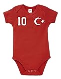 Kinder Baby Strampler Shirt Türkei Türkiye mit Wunschname + Nummer - Rot 6-12 M