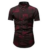 Herren Kurzarmhemd Fashion Trend Colorblocking Streetwear Lässig All-Match Classic Button-Down-Hemden M