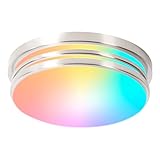 RGB LED Deckenlampe Farbwechsel Dimmbar, Rund LED Bluetooth Deckenleuchte mit Fernbedienung und Bluetooth Wohnzimmerlampe mit APP-Steuerung Schlafzimmer Büro Esszimmer Küche Balkon Beleuchtung