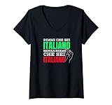 Damen Italiano Heimat Patriot Sprüche Hand Gestik Italien Flagge T-Shirt mit V
