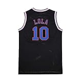 Funhome Herren 90s Moive Space Hip-Hop Trikot Unisex Basketball Jersey Lola 10# Retro Style Besticktes Swingman Jersey Shirt Kleidung für Party (L,Schwarz)