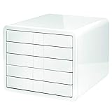 HAN Schubladenbox i-Box – High-End Schreibtischbox mit 5 Schubladen für Formate bis A4/C4. Die ultimative Designbox für das moderne Büro, weiß, 1551-12