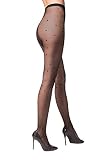 Damen Strumpfhose Puntina 20 DEN | GRÖßE M | Nero | Dot-Muster auf ganzer Länge, 85% Polyamid, 15% Elasthan, Lycra mit doppeltem Polyamid-Seide-Geflecht, ohne markiertes Hö
