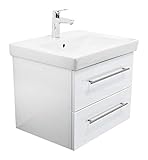 Emotion SUBWAY2-0-60CM000101DE Waschbecken mit Unterschrank, Holz, weiß hochglanz, 56 x 45 x 44,5