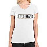 Deutschland Adler Germany Sport Fußball Fanartikel Damen T-Shirt V-Ausschnitt X-Large Weiß