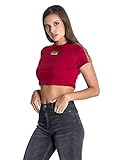 Gianni Kavanagh Damen Burgundy Duo Tape Cropped Tee T-Shirt, Weinrot, M