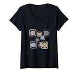 Damen Retro Quadrate T-Shirt mit V