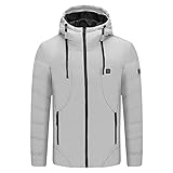 Newanna Winterjacke Herren Leichte Warm Waschbar Elektrische Heizweste mit 3 Temperaturen Wärme Jacke Herren Unabhängige Temperaturkontrolle für Skifahren, Wandern, Camping, Angeln, Outdoor Sp