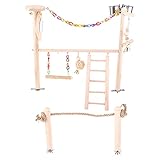yhengg Parrot Bird Play Stand Nymphensittich Spielplatz Holz Barsch Gym Feeder Cup