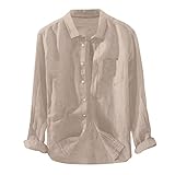 Wintermäntel für Herren und Herren, lässiges einfarbiges Hemd, lockere Langarm, Knopf, Revers, Tasche, Bluse, leichtes Sweatshirt, Cardigan-Top, A-Kaki, XL