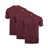 Roberto Barini Herren T-Shirt Kurzarm Basic Rundhals Regular Fit - 3er Pack Weinrot - L